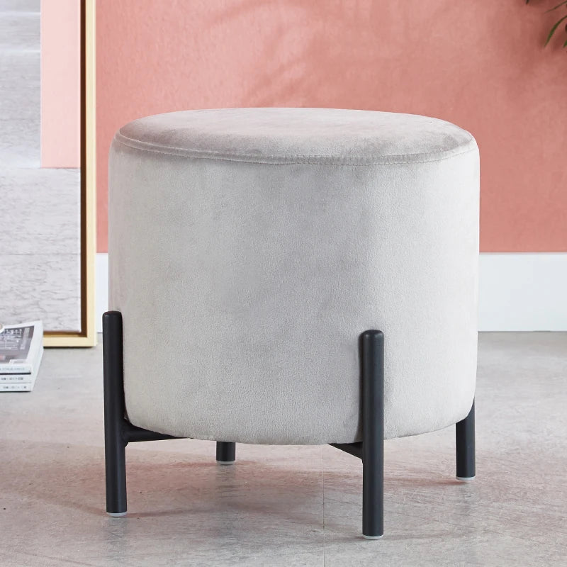 Velvet Dressing Stool With Gold Legs Tassel Ottoman Bench