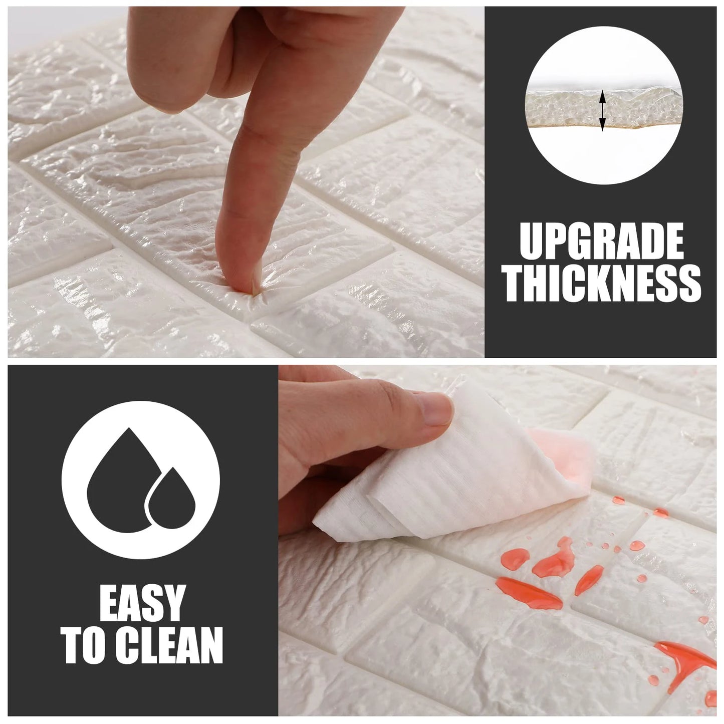 100PCS 3D Wall Panels Peel and Stick, Printable Faux Brick Wallpaper Sticker with Self-Adhesive Waterproof Foam for Interior Wal