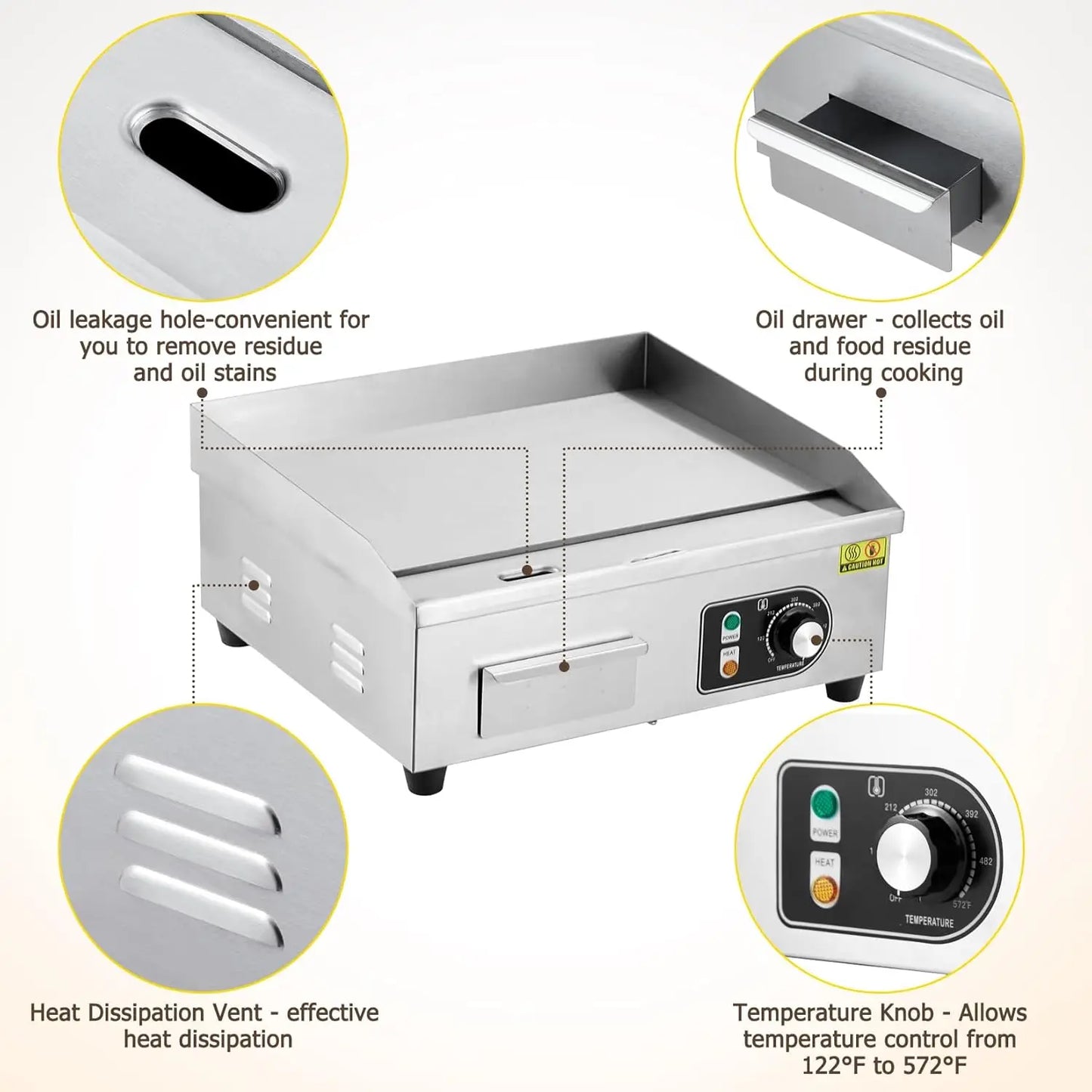 Electric Grill 3000W 110V Nonstick Teppanyaki Plate