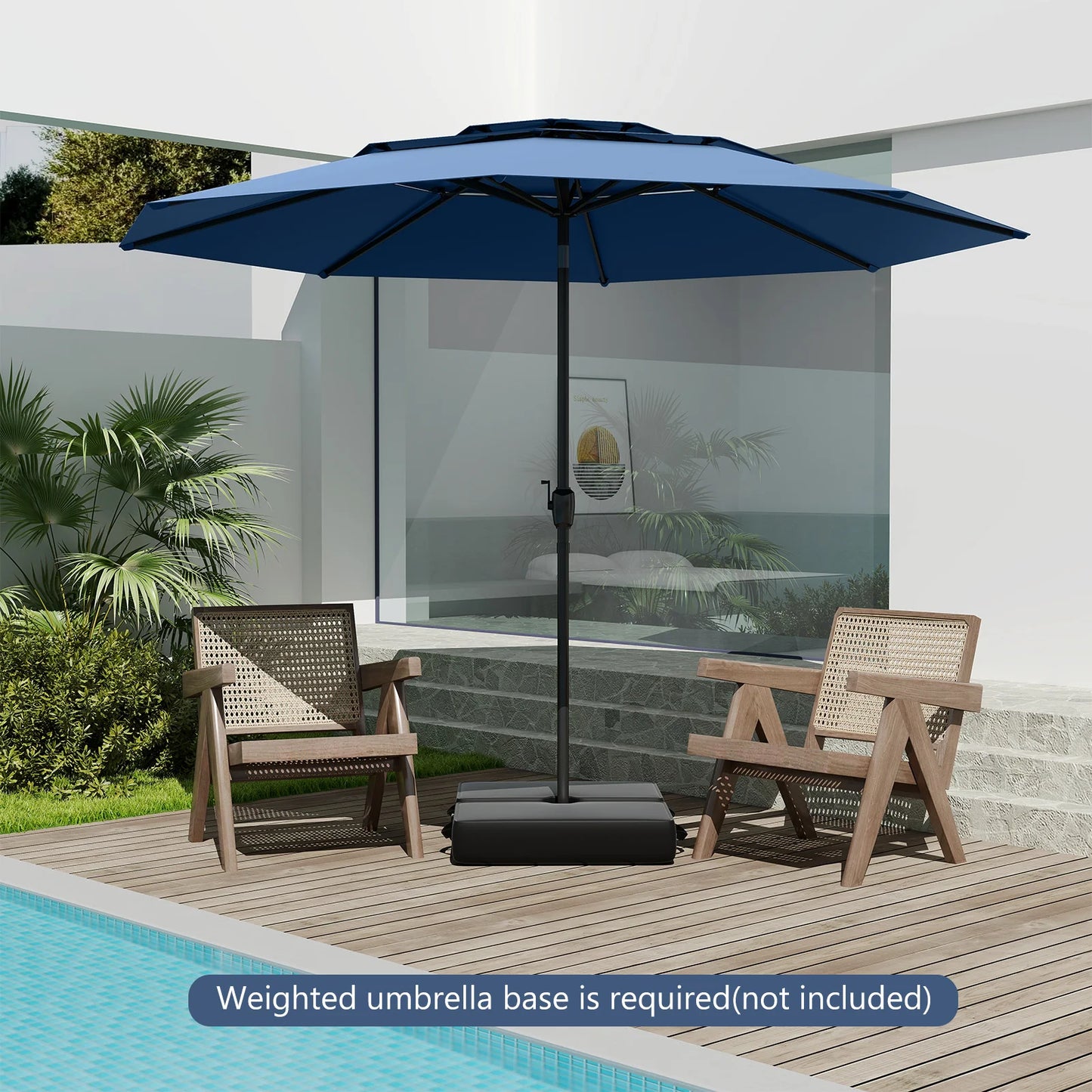 10 ft 3-tier Vented Patio Umbrella Large Market Table Umbrella Outdoor Sun Shade
