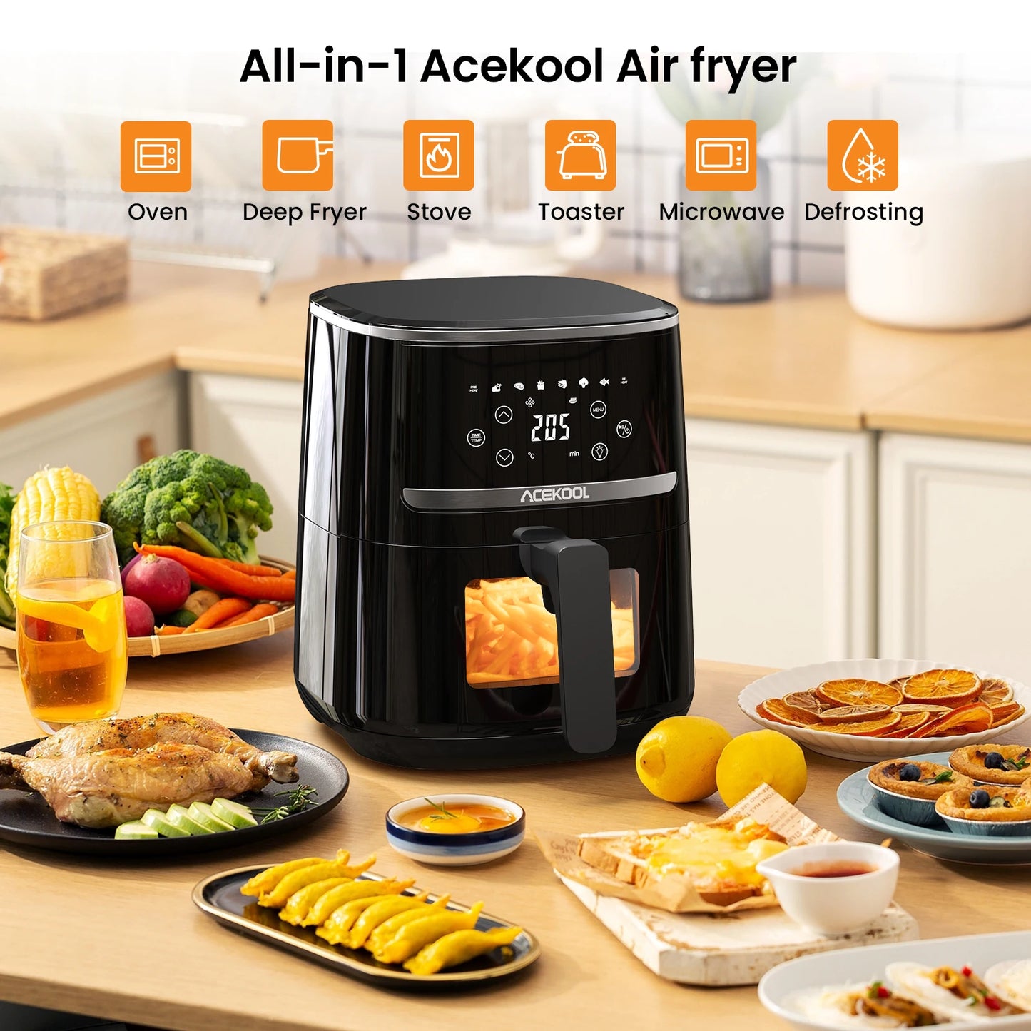 Digital Air Fryer Toaster Oven Combo With 8 Cooking Presets