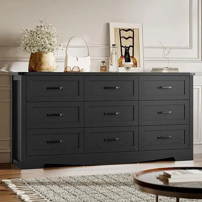 7-Drawer Dresser for Bedroom, Modern Wooden Chest of Drawers with Metal Handles, Anti-Tipping Design, Sturdy and Stable Storage