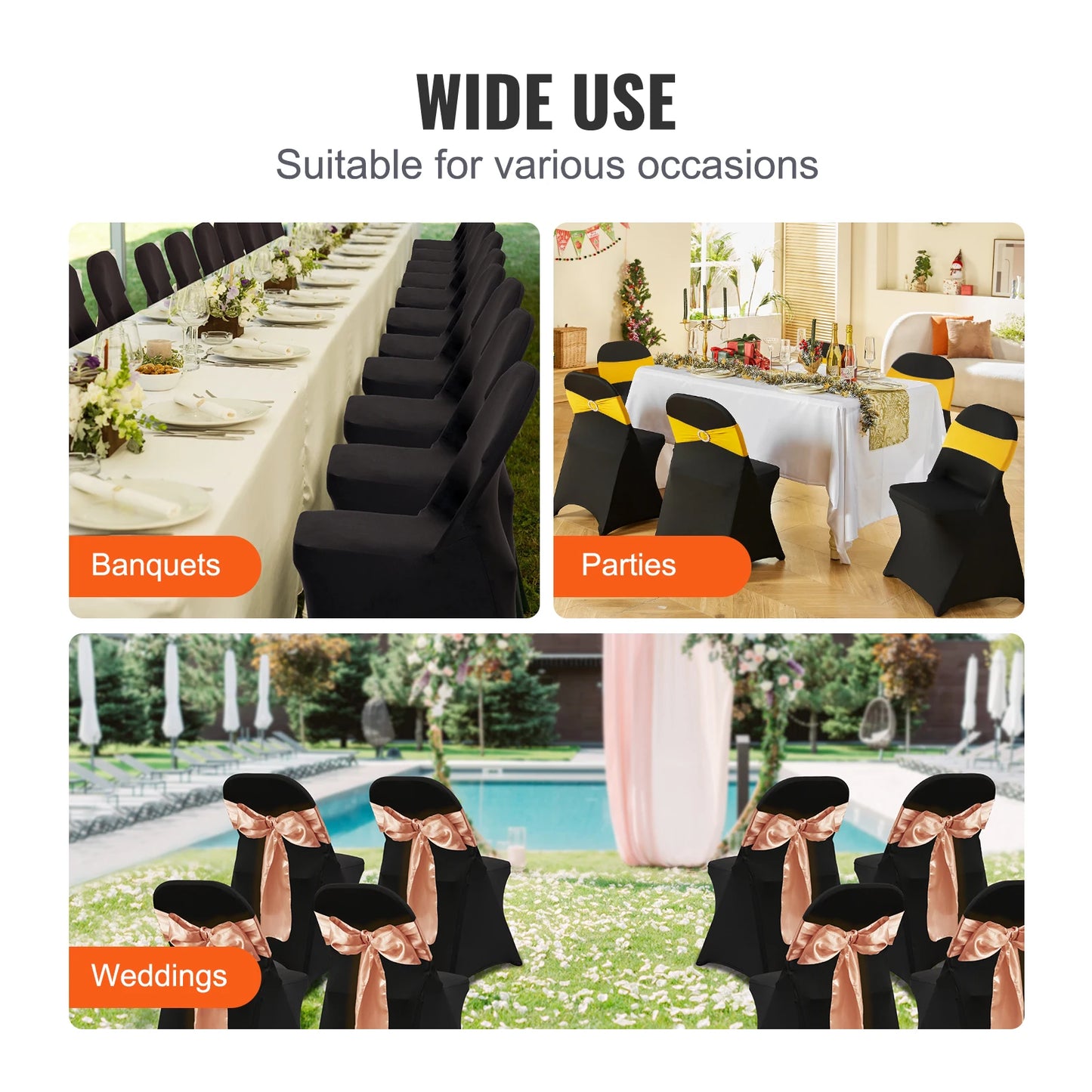 SucceBuy Stretch Spandex Folding Chair Covers Universal Fit