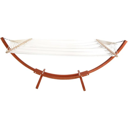 Double Hammock with Wood Arc Stand Outdoor Furniture for Adults and Babies