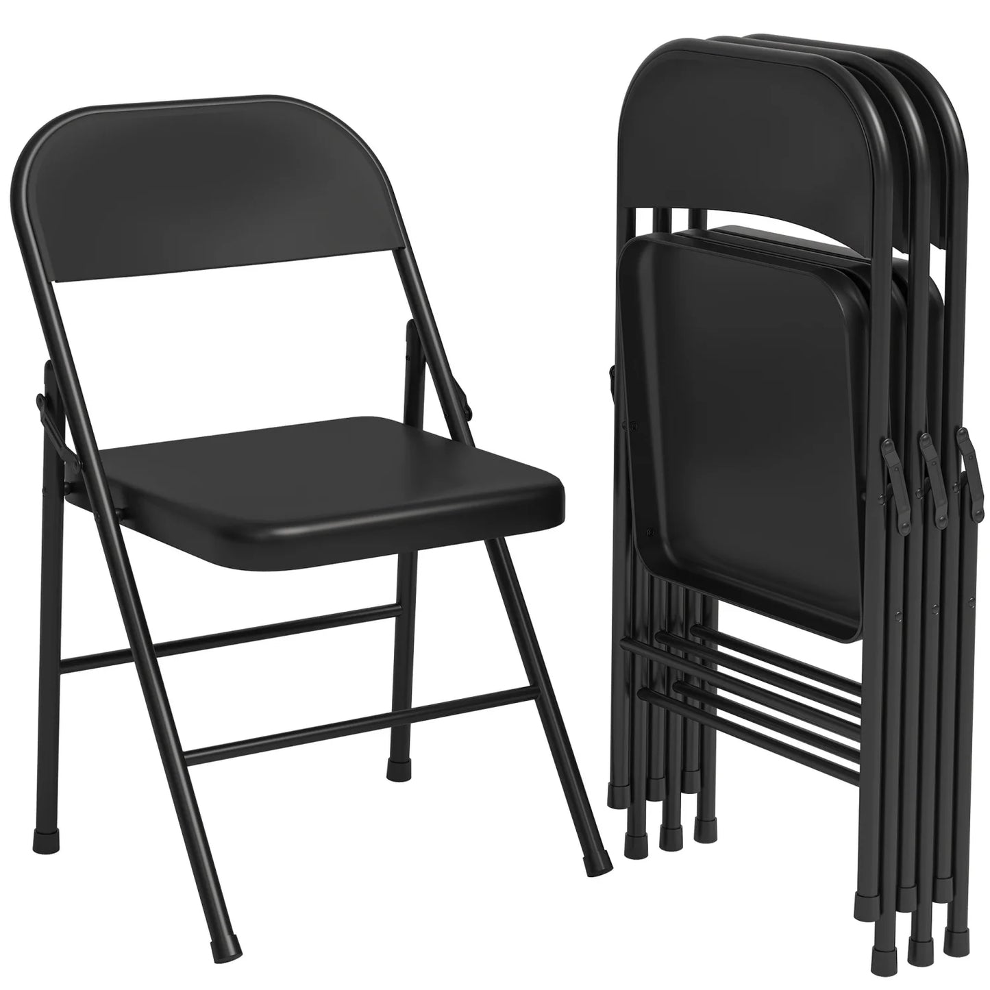 2/4 Piece Folding Chairs for Outdoor Indoor, Portable Stackable Seat with Steel Frame for Events Office Wedding Party