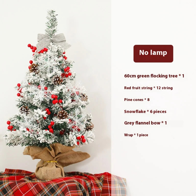 Flocking Christmas Tree Small Warm Light Atmosphere Desktop Decoration Essential for Christmas Holiday Decors Without Battery