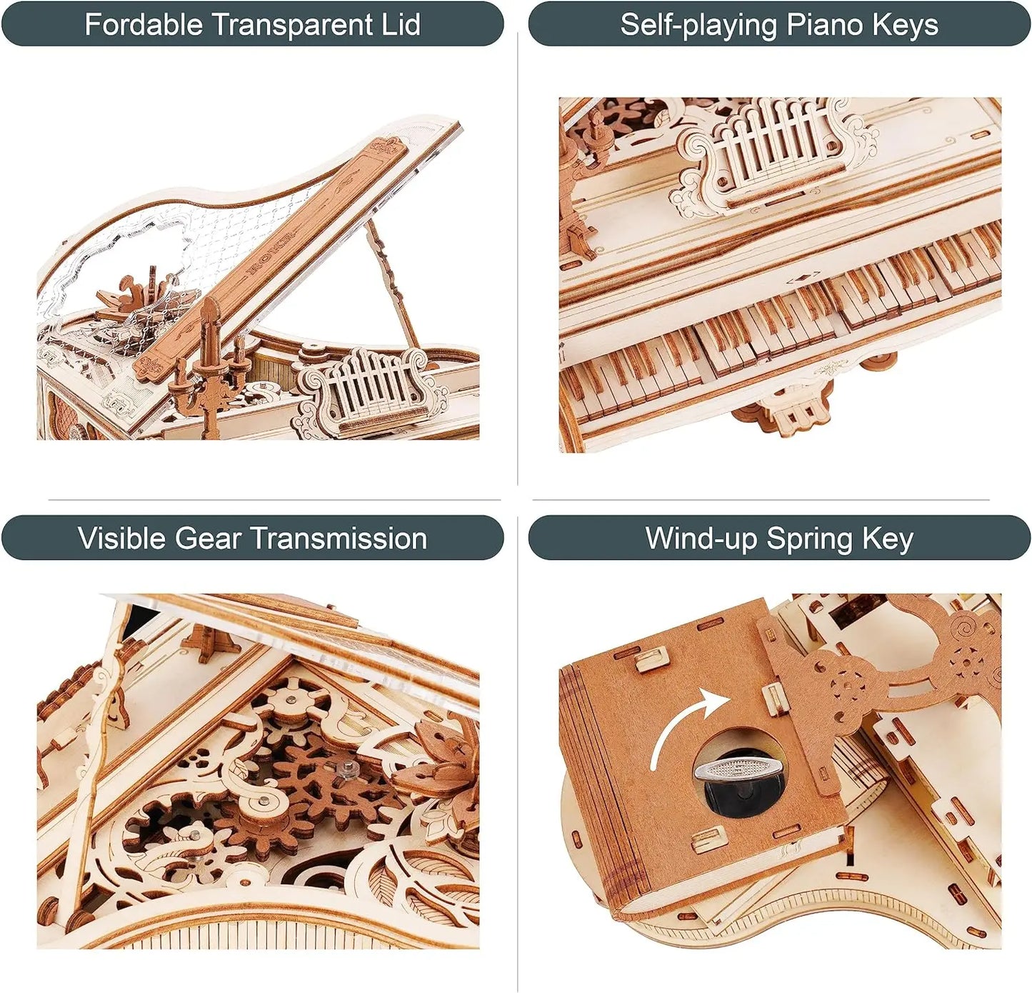 Robotime Magic Piano Mechanical 3D Puzzle Wooden Music Box