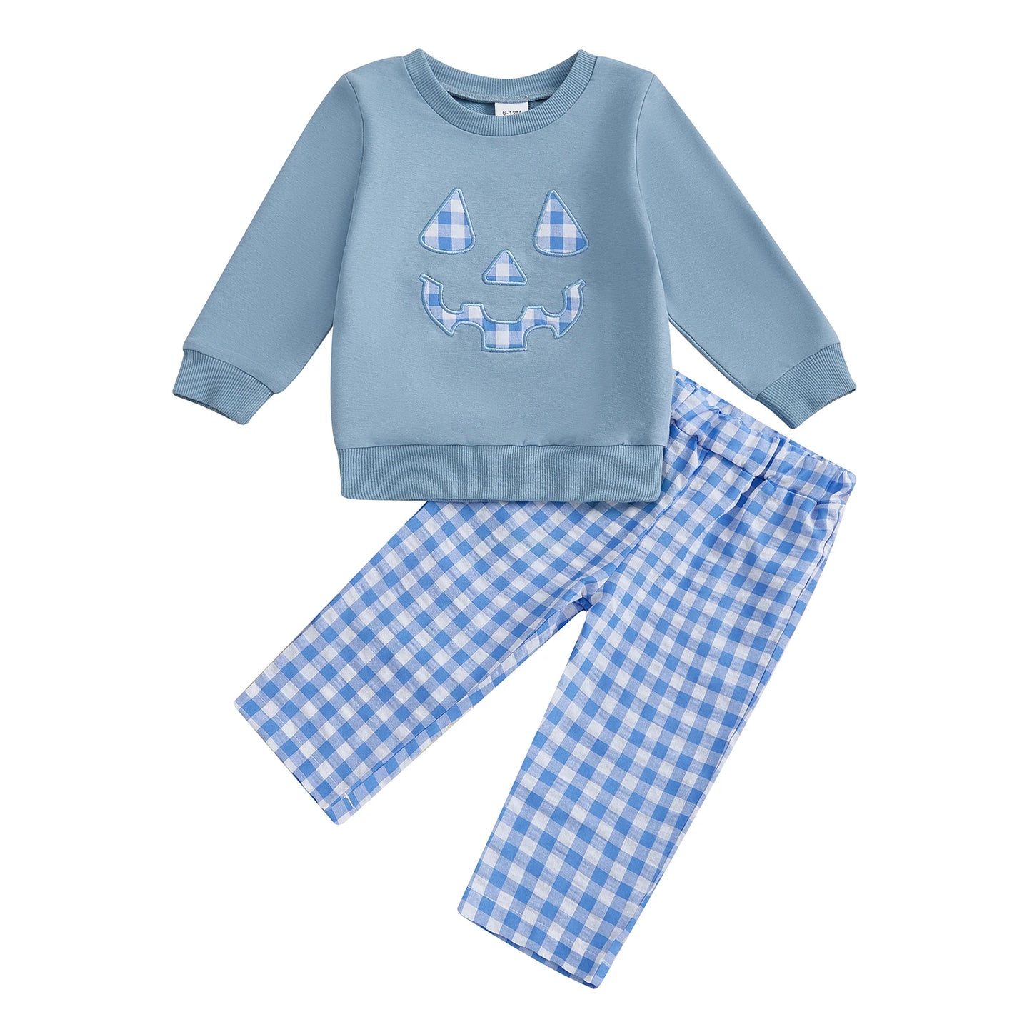 Infant 2-Piece Halloween Costume Set with Long Sleeve Pullover Top and Plaid Pants - Adorable Toddler Clothing for the Spooky