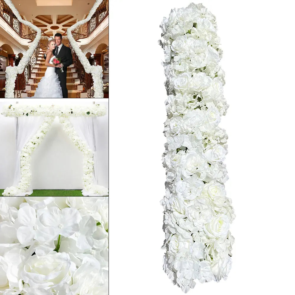 100cm Artificial Flower Row White Flower Row for Wedding Bouquet Party Decoration Background Decor