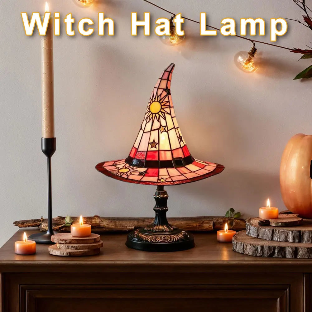 Witch Hat Lamp LED Night Light USB Powered Resin Witch Hat Light Ornament Bedside Lamp for Living Room Home Bedroom Decoration