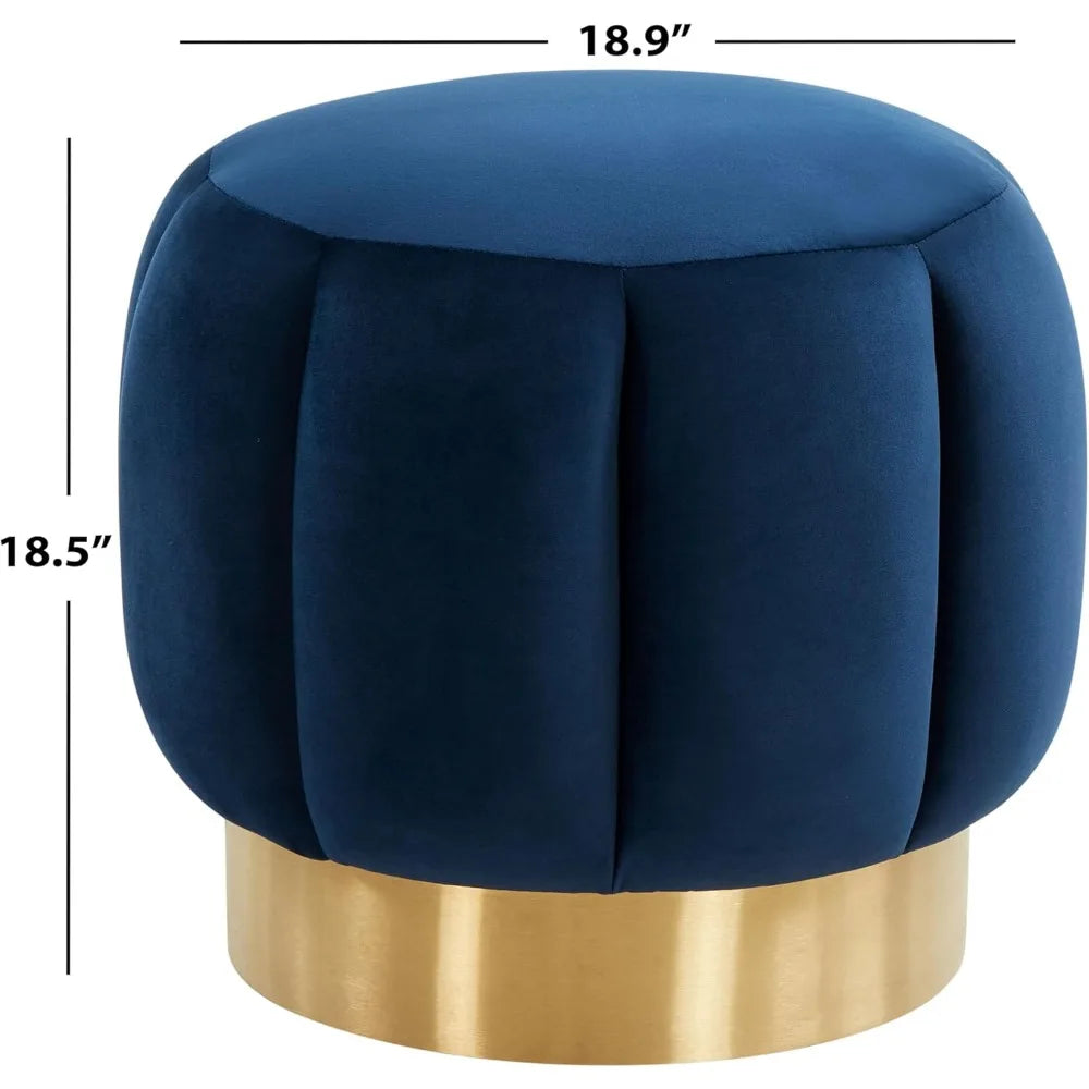Safavieh Maxine Velvet Channel Tufted Round Ottoman