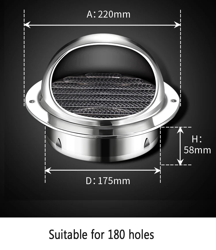 Stainless Steel Wall Ceiling Air Vent Ducting Ventilation Exhaust Grille Cover Outlet Heating Cooling Waterproof Vents Cap