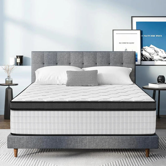 Queen Mattress 12 Inch Ultra Comfort Hybrid Foam Mattresses Queen Size with Independent Pocket Springs Mattress in a Box Pressur