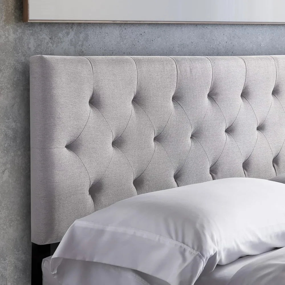 Bed Headboard - Mid-Rise Diamond Tufted Upholstered Queen Size Full Size - Adjustable Height Full Headboard - Bed Frame or Wall