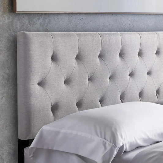 Bed Headboard - Mid-Rise Diamond Tufted Upholstered Queen Size Full Size - Adjustable Height Full Headboard - Bed Frame or Wall