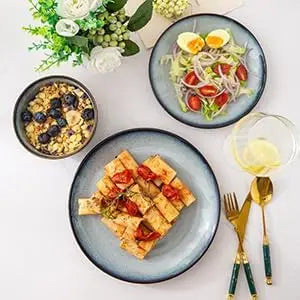Ceramic Dinnerware Sets for 4,Stoneware Coupe Plates and Bowls Sets,Highly Chip and Crack Resistant | Dishwasher & Microwave & O