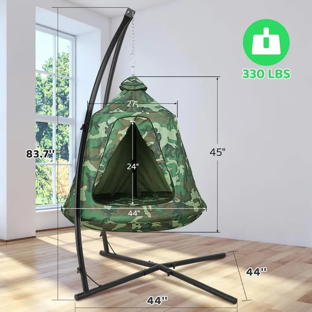 Hanging Hammock X-Stand with Tree Tent – Multi-Use Metal Stand for Indoor Swing & Outdoor Egg Seat