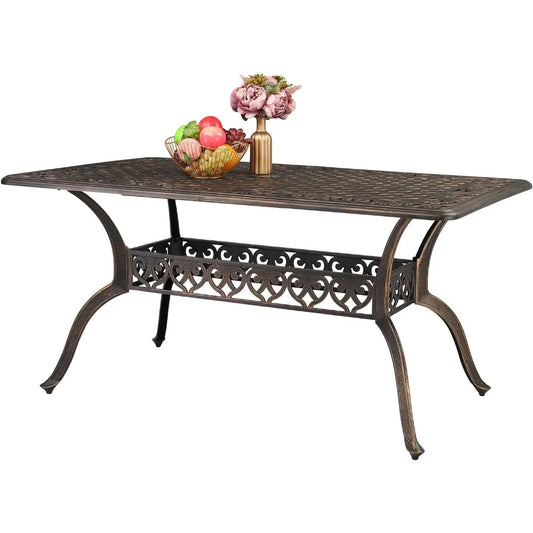 Modern Cast Aluminum Outdoor Dining Table for Six
