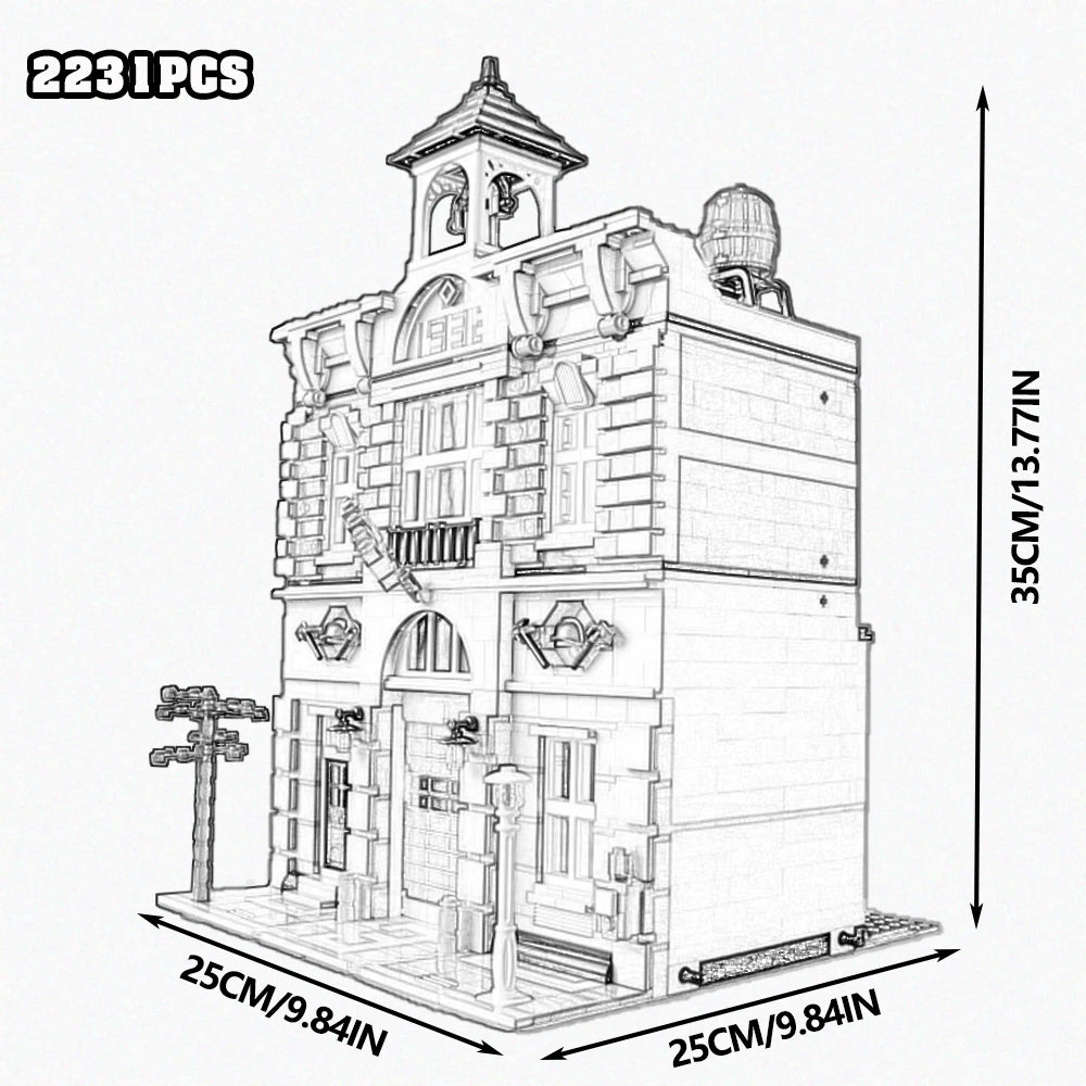 Creative Expert Brick Bank Cafe Corner Model MOC Street