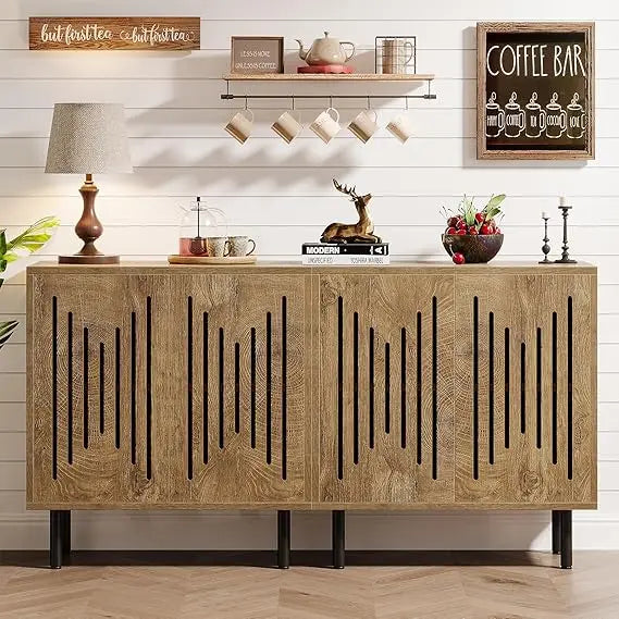 Two-Piece Sideboard Buffet Cabinet Set with 59 Storage and Adjustable Shelves, Accent Storage Cabinet for Home Dining Room