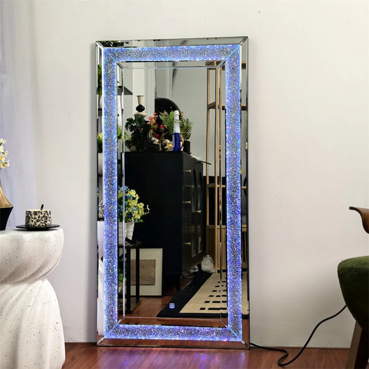 Wisfor Diamond Standing Floor Mirror With RGB LED Lights