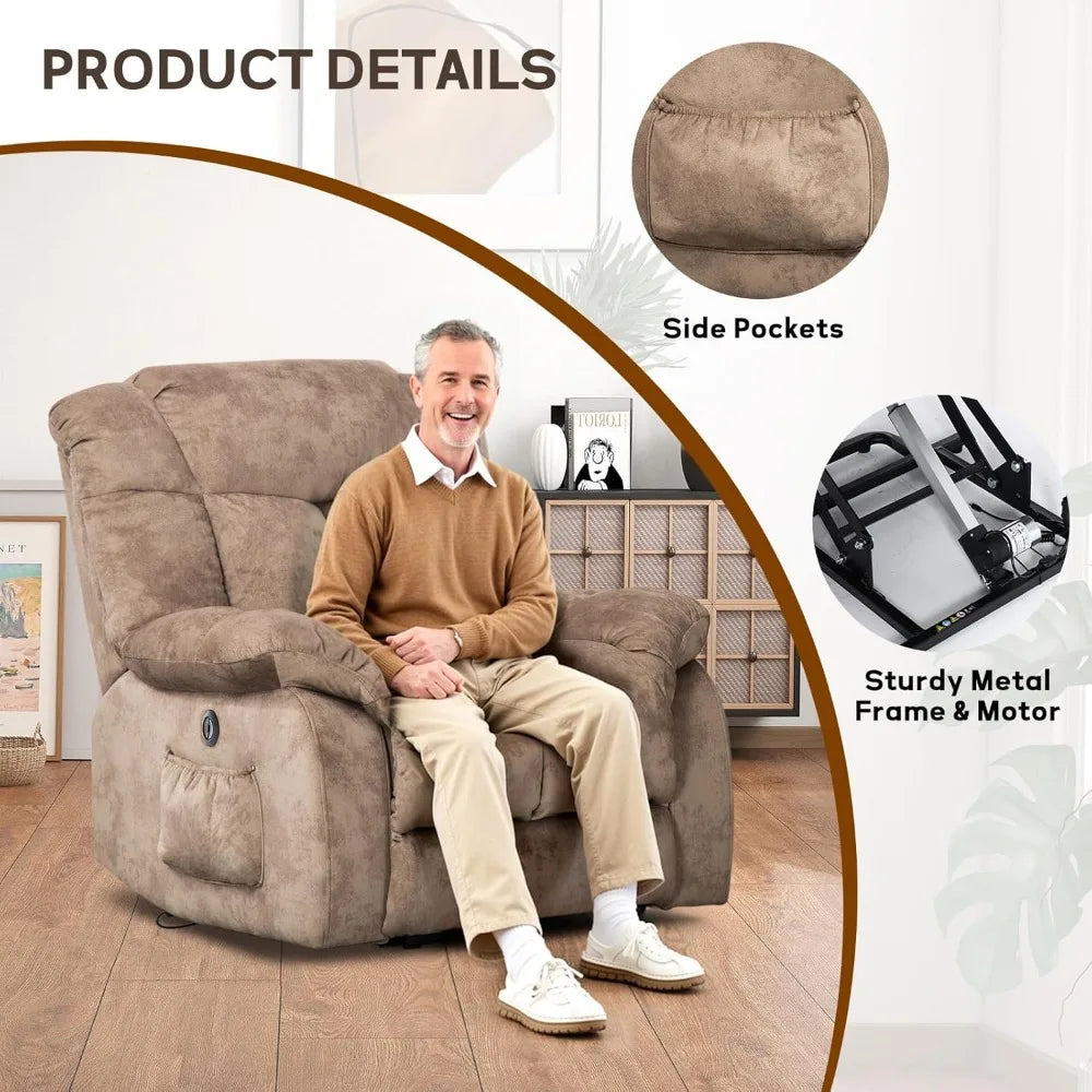 Power Lift Recliner Chair for Elderly, Heavy Duty and Safety Motion Reclining Mechanism-Antiskid Fabric Sofa Living Room
