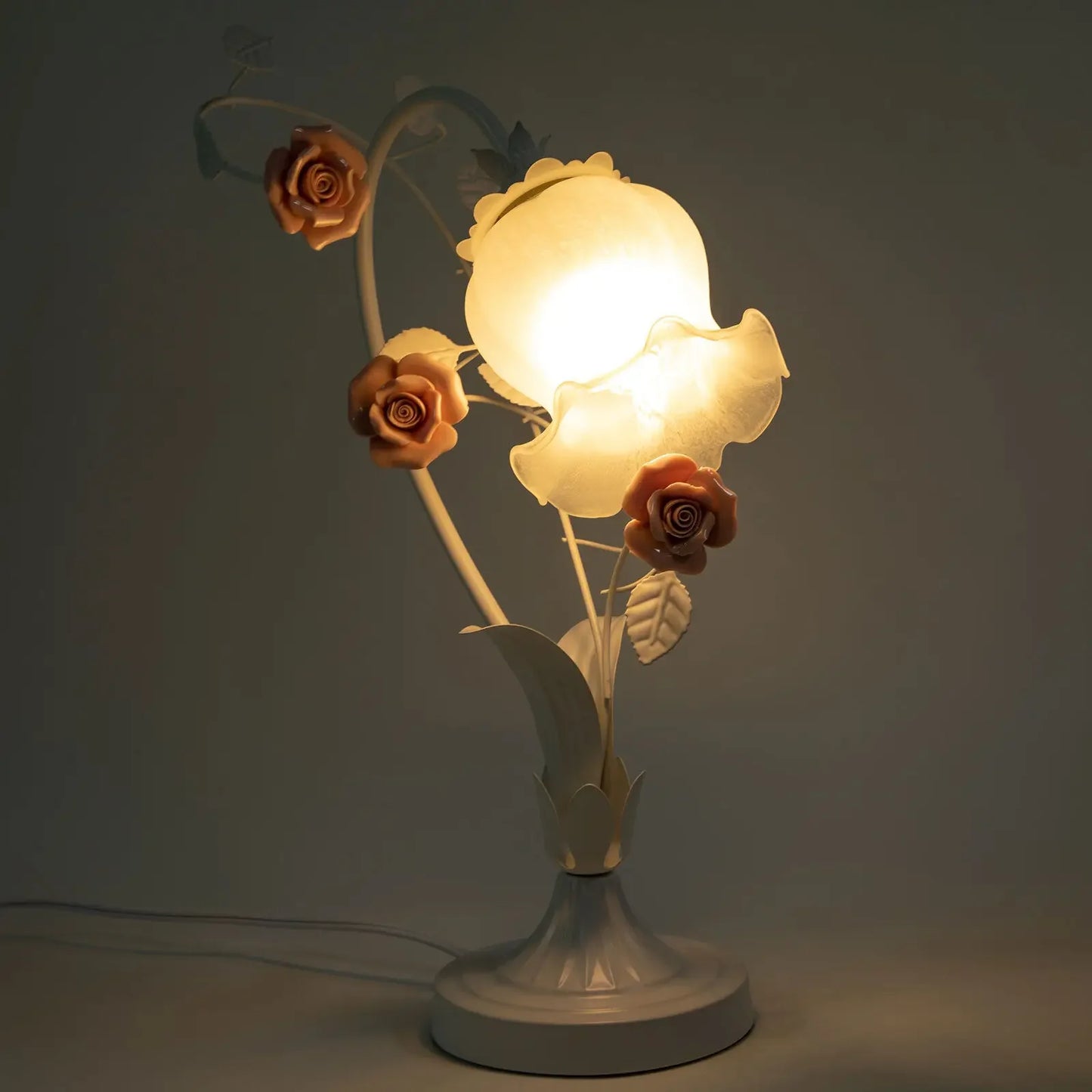 Pink Rose Decorative Lamp - Glass Shade LED Lighting, E26 Bulb for Home & Gifts