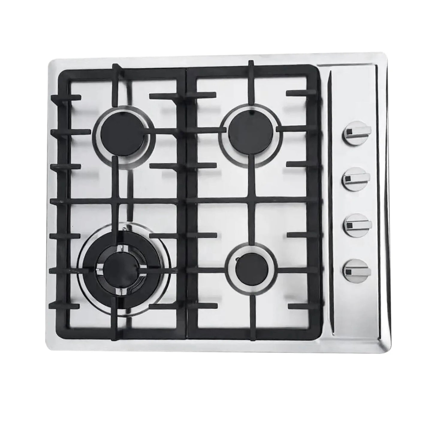 Gas Cooktops 4 Burner Gas Stove Top Drop-In Ng/Lpg Convertible 24 Inch Stainless Steel Gas Cooker with Thermocouple Protection