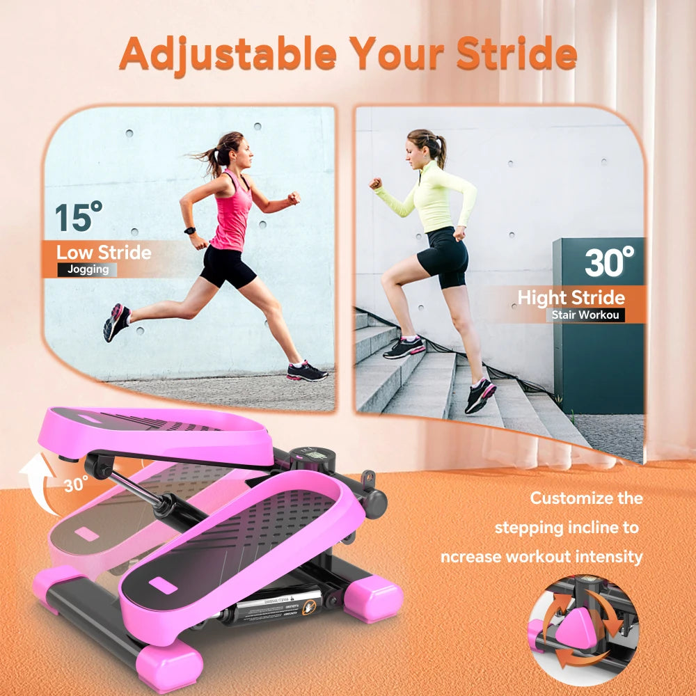 Home Office Exercise 330LBS Capacity Mini Stepper with Resistance Bands and LCD Monitor