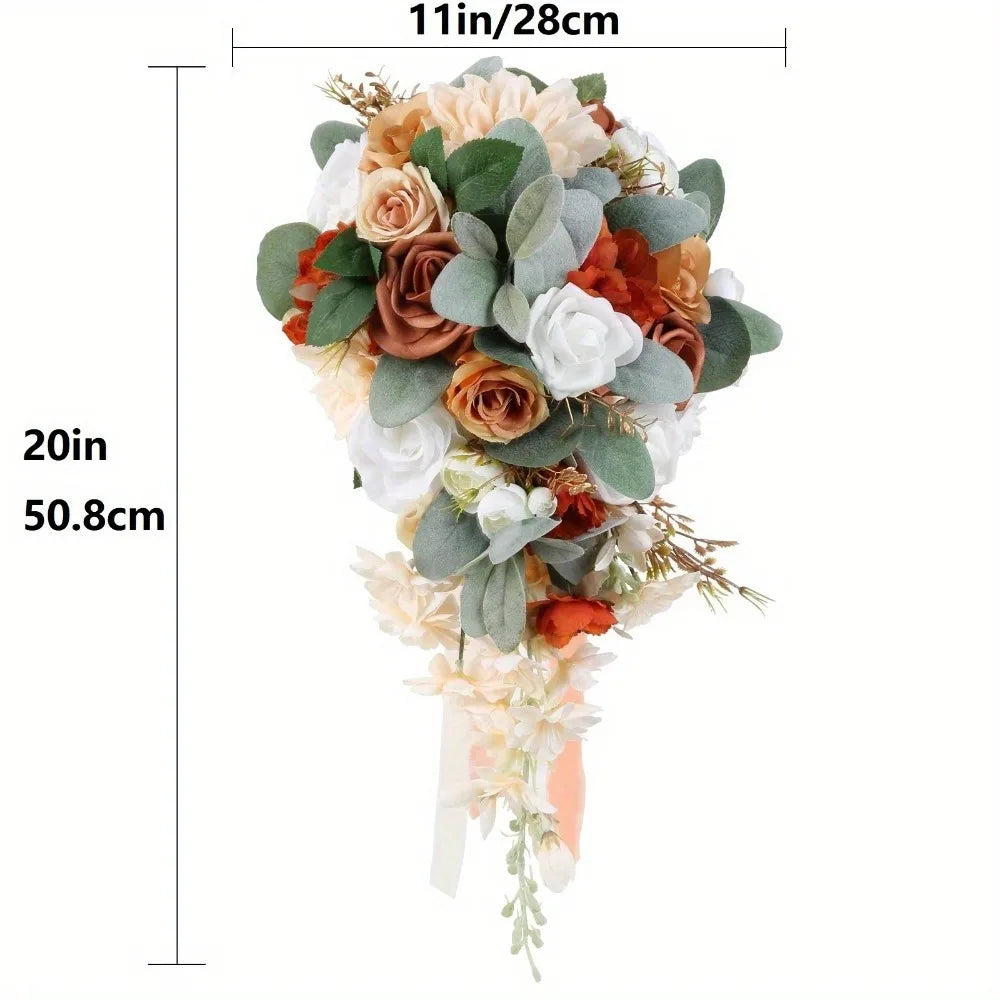 Bridal Bouquet Cascading, Wedding Bouquets for Bride, Bride Bouquets for Wedding Ceremony and Anniversary Artificial