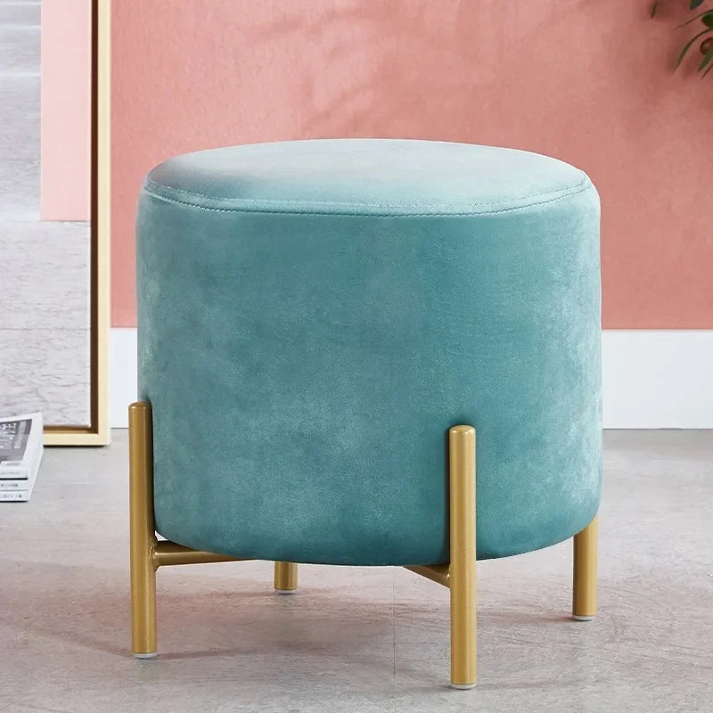 Velvet Dressing Stool With Gold Legs Tassel Ottoman Bench