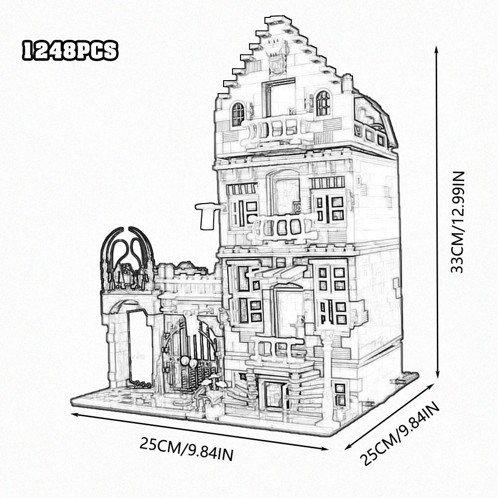 Creative Expert Brick Bank Cafe Corner Model MOC Street