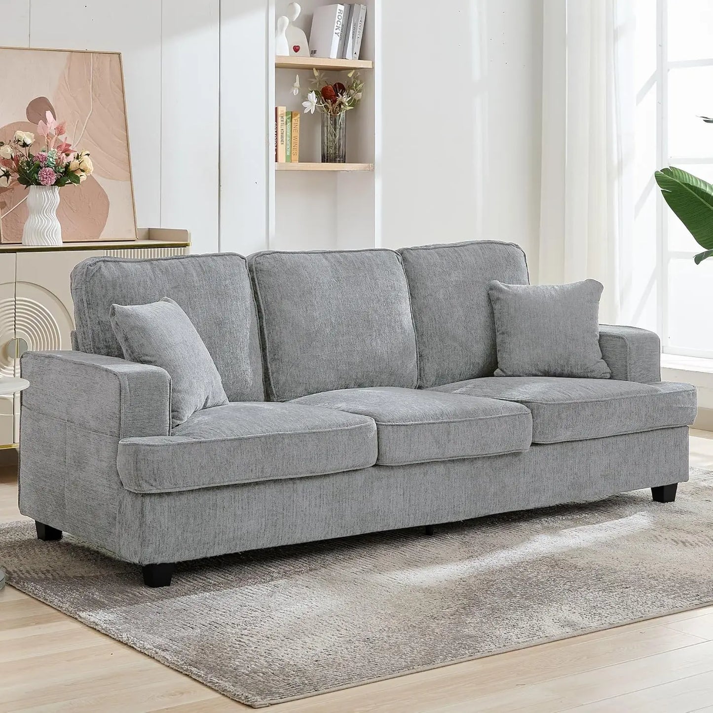 Couches for Living Room, 89 inch Cloud Couch Sofa in Chenile with Extra Comfy Soft Deep Seats, Modern 3 Seater Sofas for Living