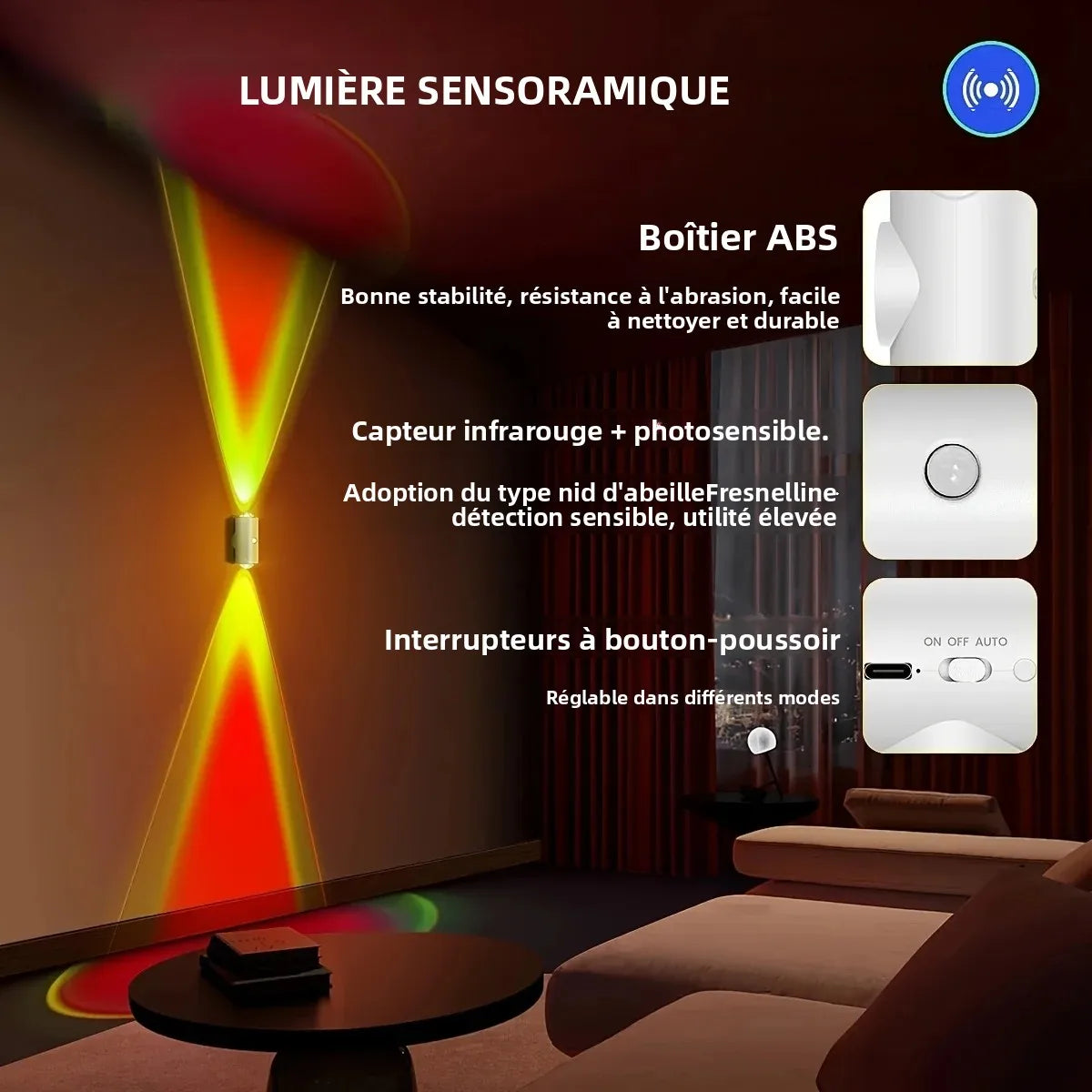 RGB Gradient LED Night Light with Motion Sensor Wall Lamp Rechargeable Ambient Light Dimmable Indoor Lights Magnetic Step Lamp