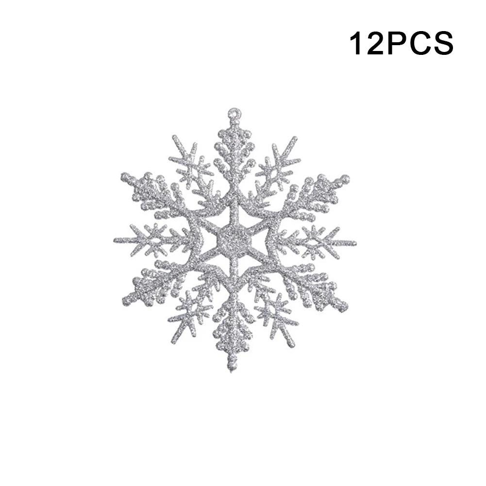 12pcs Christmas Fake Snowflakes With Small hole Xmas Tree Hanging Ornament Simulation Snowflakes Winter Christmas Ornaments