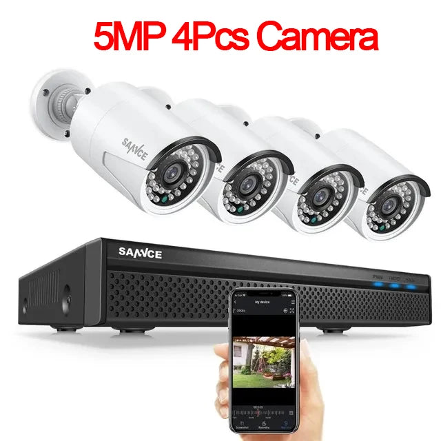 SANNCE 8CH 8MP Wired NVR POE Security Camera System 5MP IP66 Outdoor IR-CUT CCTV Canera Video Surveillance Video Recorder Kit