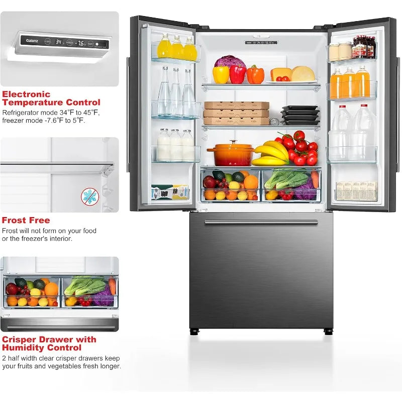 Galanz French Door Refrigerator With Ice Maker And Freezer