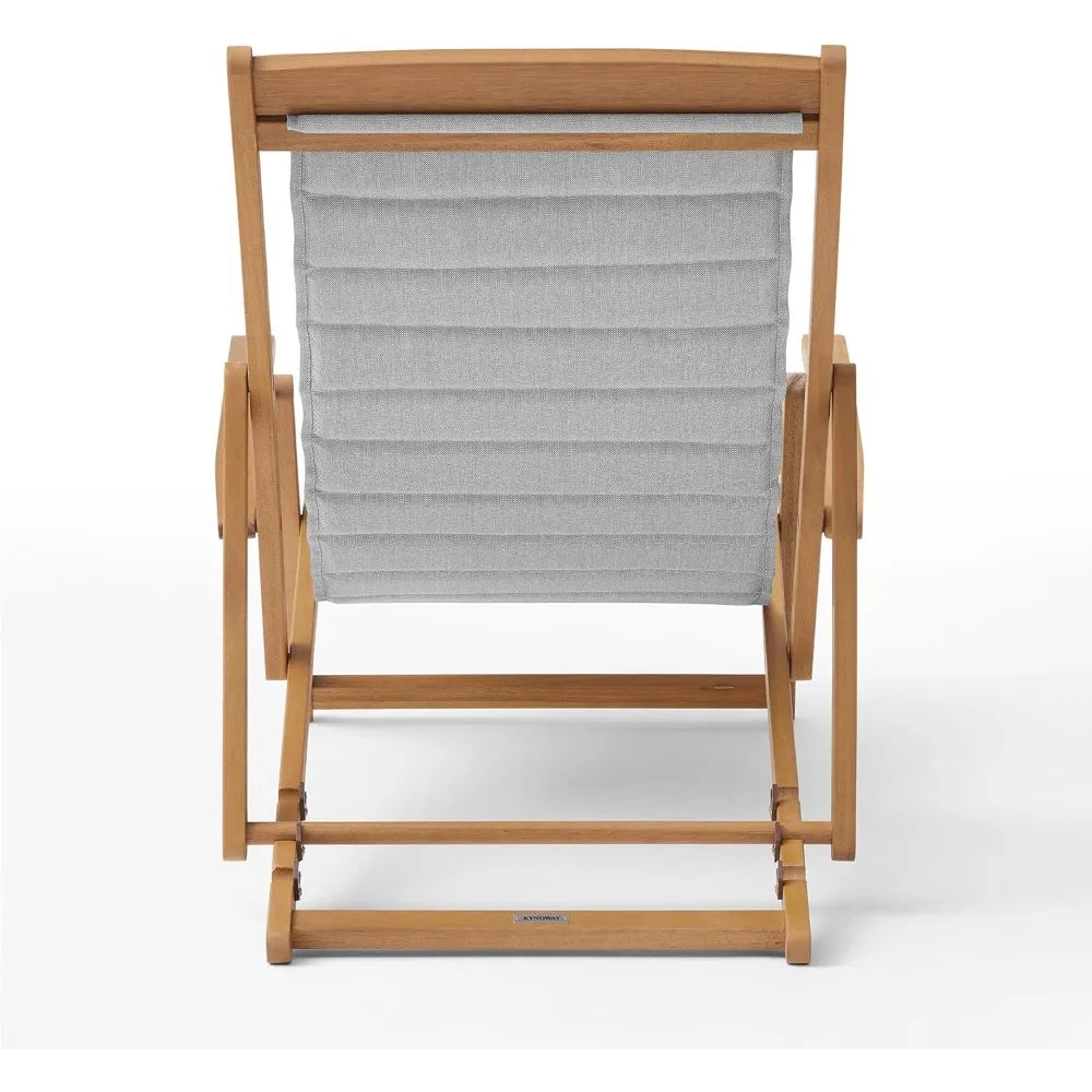 Folding Deck Chair - Sustainable Eucalyptus Frame & Heavy 230g Polyester Fabric | Adjustable Sun Lounger for Poolside
