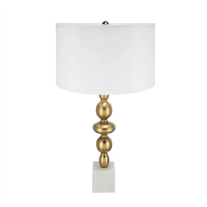 Gold and White Table Lamp with Round Four Tier Body, Assembly Required, 15"x29.5", Perfect for Home Decor or Office Lighting