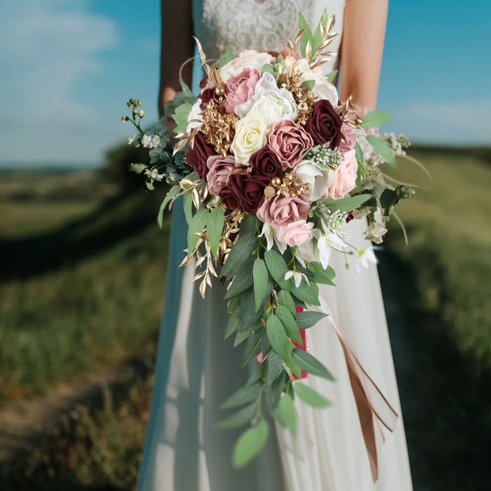 Bridal Bouquet Cascading, Wedding Bouquets for Bride, Bride Bouquets for Wedding Ceremony and Anniversary Artificial