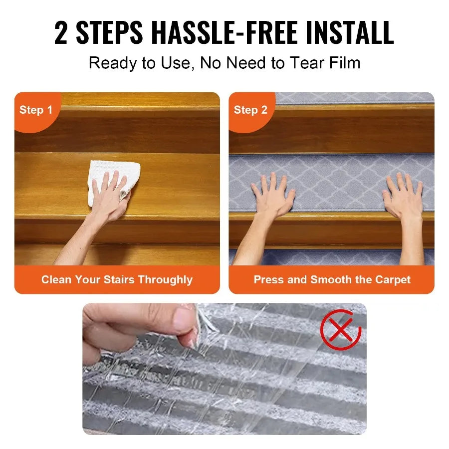 Stair Treads Stairs Carpet Non Slip 9 x 28 Indoor Stair Runner for Wooden Steps Anti Slip Carpet Soft Edging Stair Rugs Mats f