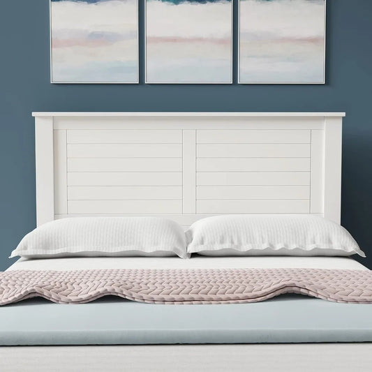 Campagne Wood Panel Headboard in White - Full Size