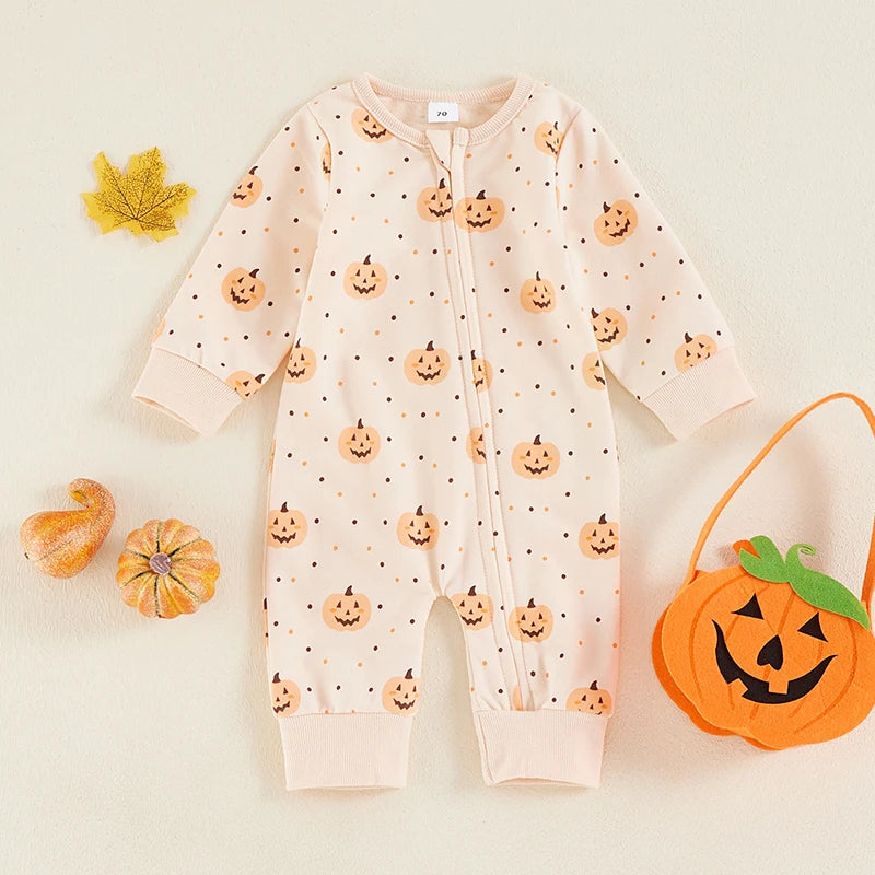 Infant Halloween Costume Long Sleeve Crew Neck Ghost Stripes Print  Toddler Outfit for Newborns