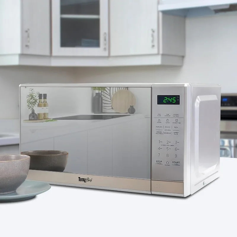 Total Chef 0.7Cu Ft Microwave Oven Stainless Steel Compact Style Microondas,Smart Countertop Kitchen Appliance Digital Touch Use