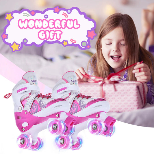 DOACT Adjustable Light Up Roller Skates for Kids Girls Boys