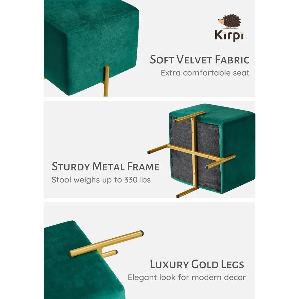 Huanzhuang Velvet Ottoman Stool Modern Vanity Foot Rest