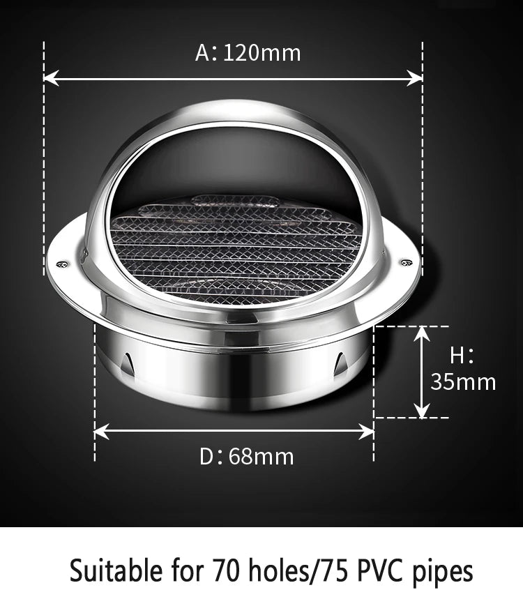 Stainless Steel Wall Ceiling Air Vent Ducting Ventilation Exhaust Grille Cover Outlet Heating Cooling Waterproof Vents Cap
