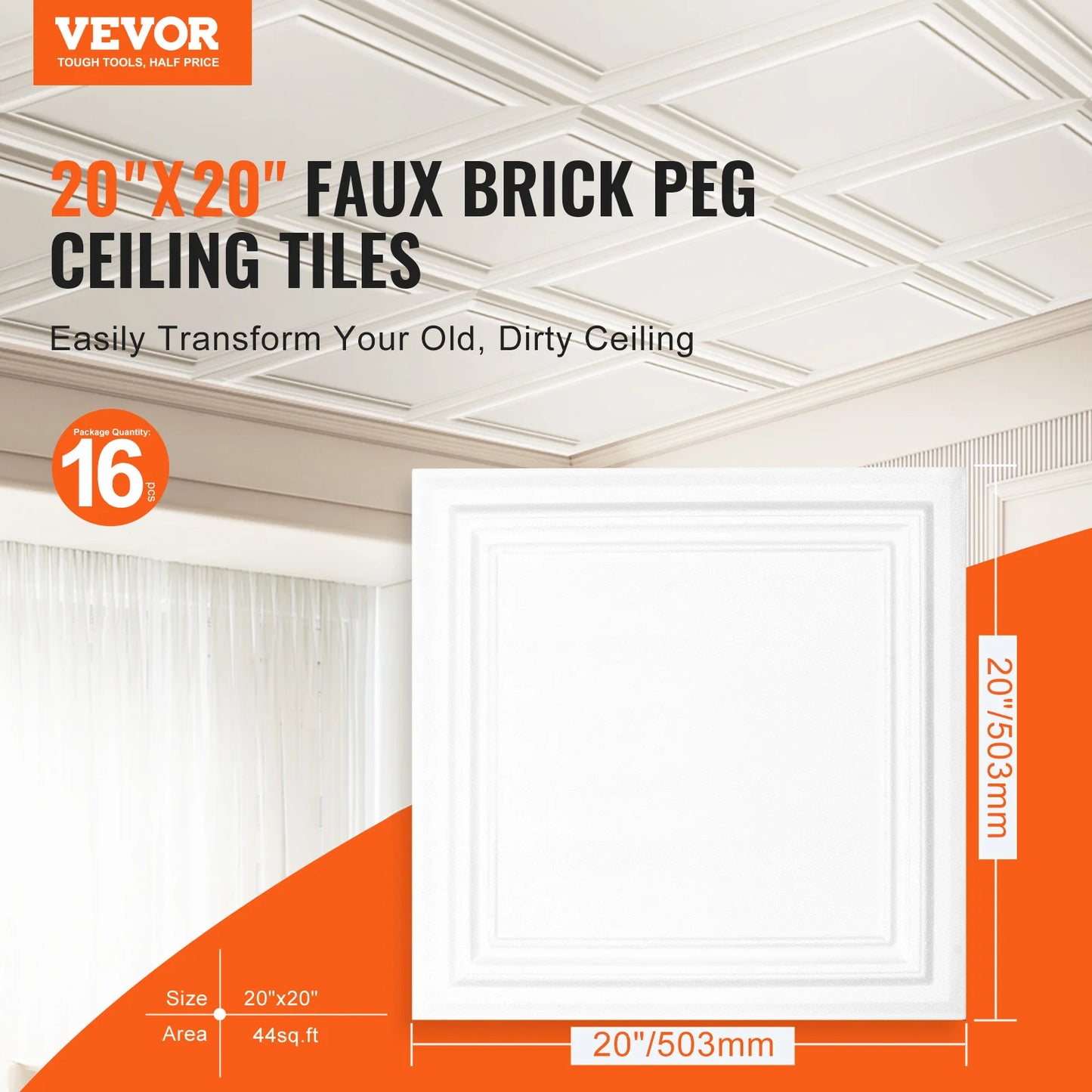 SucceBuy Ceiling Tiles Drop Ceiling Tiles Premium Polystyrene Sheet Glue-up Basement Ceiling Covering for Home/Office Decoration
