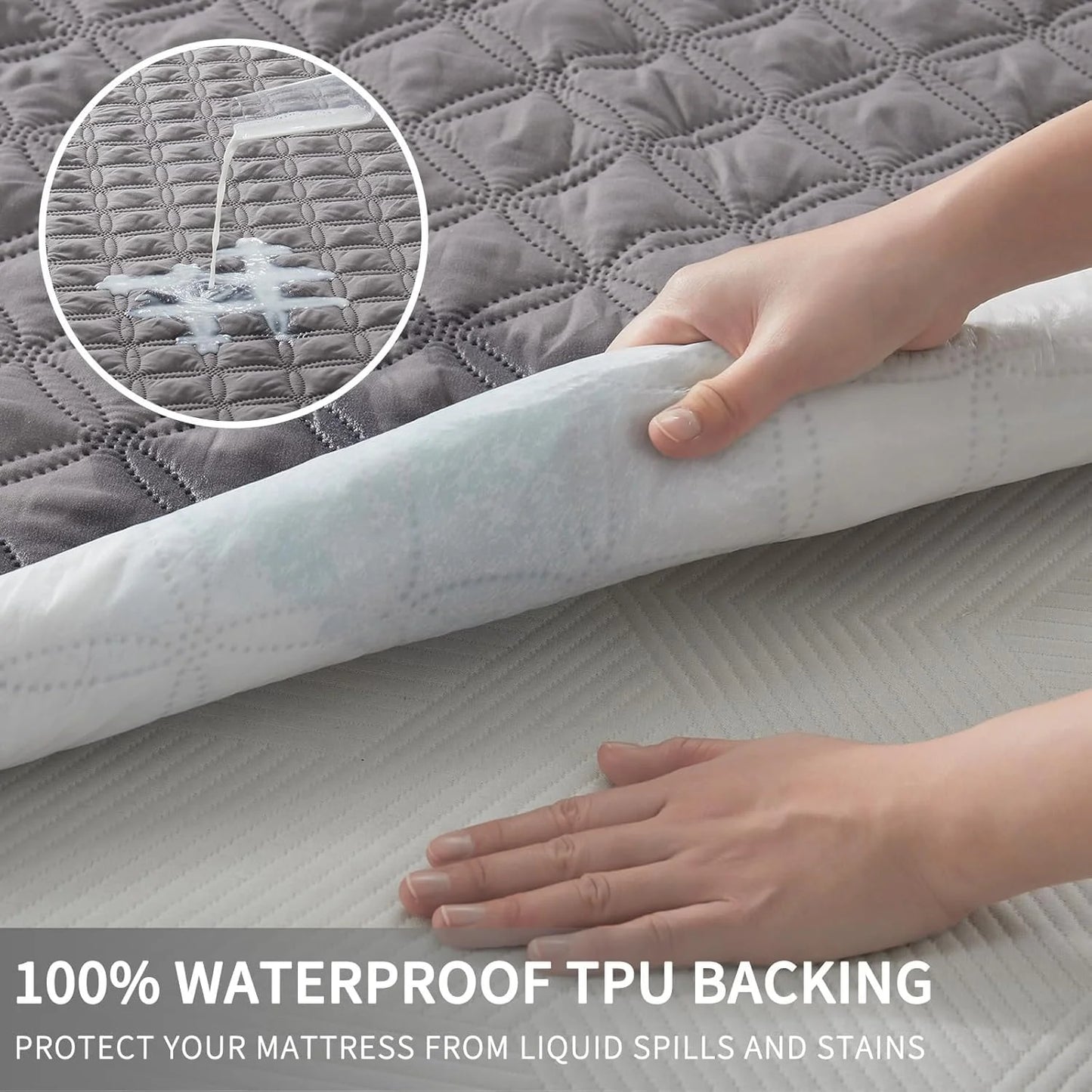 Waterproof Mattress Protector, Noiseless Mattress Pad with Deep Pocket, Soft Breathable Dirt-Proof Bed Mattress Cover Washable