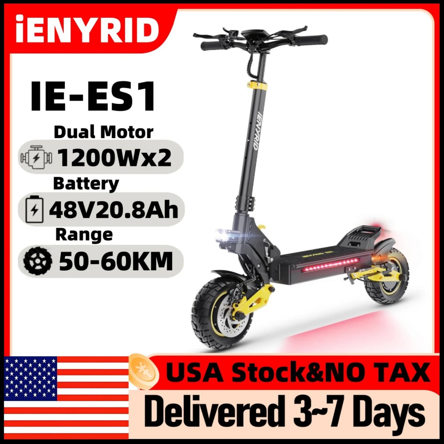IENYRID Foldable IE ES1 2400W Dual Motor Electric Scooter